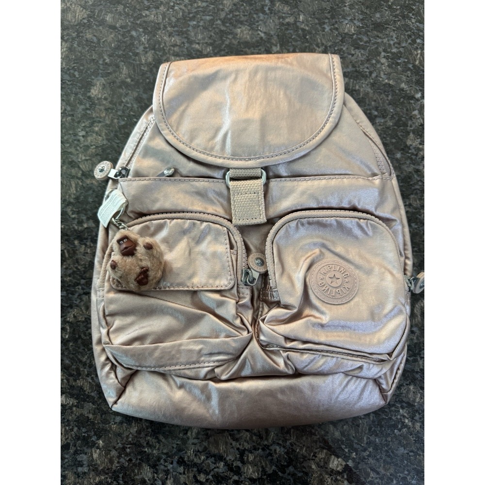 NWT‎ Kipling BP4030 Lovebug Travel Small Backpack Polyamide Quartz Metallic $109